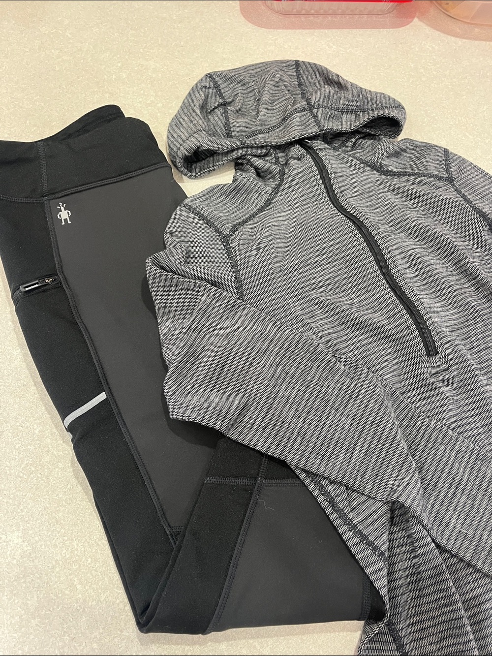 Smart Wool Performance Leggings with Gray Half-Zip Hoodie